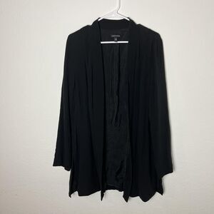 Eileen Fisher Jacket Womens Medium Black 100% Silk Open Front Blazer Lightweight